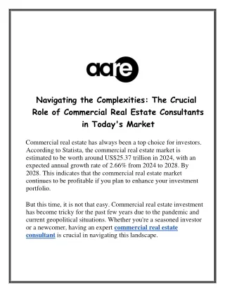 Navigating the Complexities The Crucial Role of Commercial Real Estate Consultants in Today's Market!