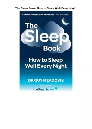 ❤️PDF⚡️ The Sleep Book: How to Sleep Well Every Night