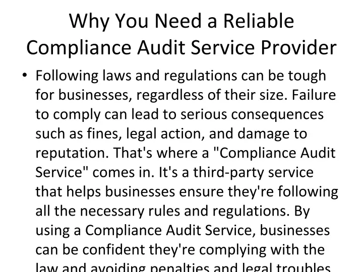 why you need a reliable compliance audit service provider