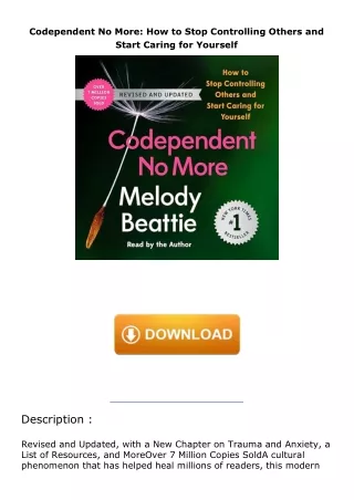 ❤️PDF⚡️ Codependent No More: How to Stop Controlling Others and Start Caring for Yourself