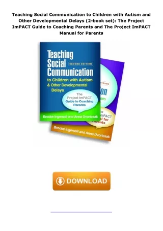 pdf✔download Teaching Social Communication to Children with Autism and Other Developmental Delays (2-book set): The