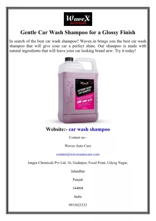 Gentle Car Wash Shampoo for a Glossy Finish