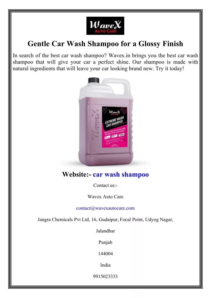 gentle car wash shampoo for a glossy finish