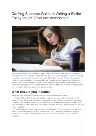 Crafting Success_ Guide to Writing a Stellar Essay for UK Graduate Admissions