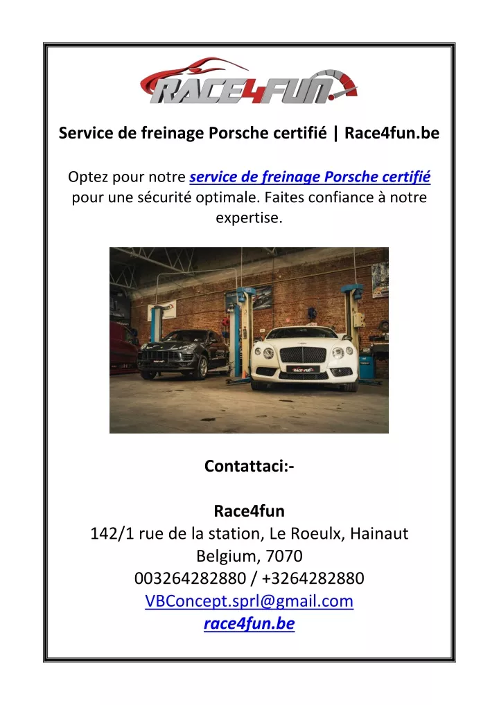 service de freinage porsche certifi race4fun be