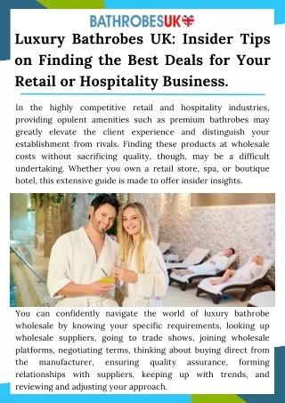 Luxury Bathrobes UK Insider Tips on Finding the Best Deals for Your Retail or Hospitality Business.