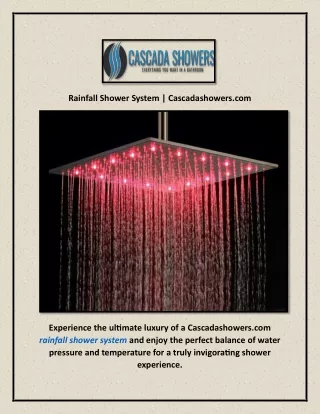 Rainfall Shower System | Cascadashowers.com
