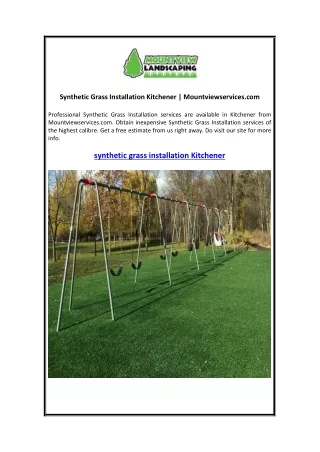 Synthetic Grass Installation Kitchener  Mountviewservices.com