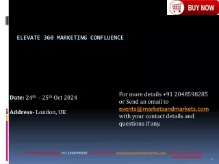 Elevate 360 Marketing Confluence | 24th - 25th Oct 2024 |London, UK