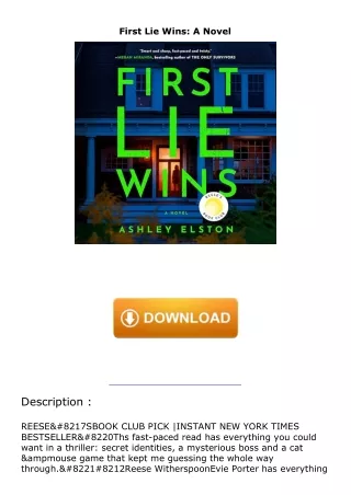 book❤️[READ]✔️ First Lie Wins: A Novel