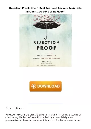 pdf✔download Rejection Proof: How I Beat Fear and Became Invincible Through 100 Days of Rejection