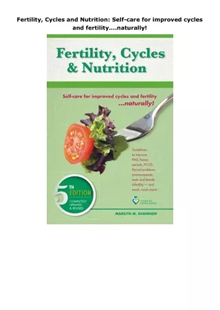 book❤️[READ]✔️ Fertility, Cycles and Nutrition: Self-care for improved cycles and fertility....naturally!