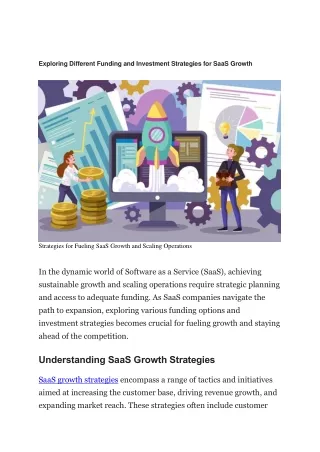 Exploring Different Funding and Investment Strategies for SaaS Growth