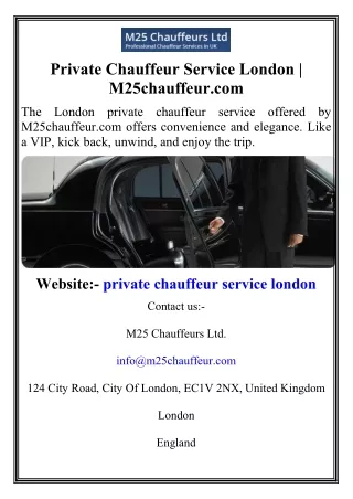 Private Chauffeur Service London  M25chauffeur.com