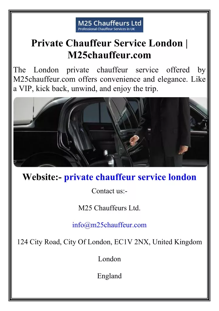private chauffeur service london m25chauffeur com
