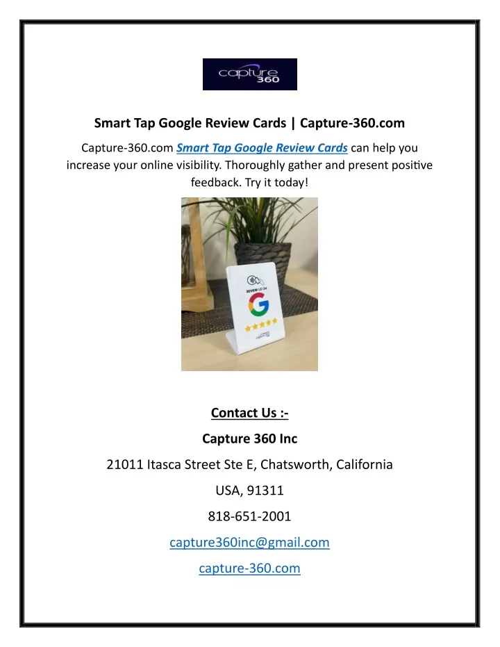smart tap google review cards capture 360 com