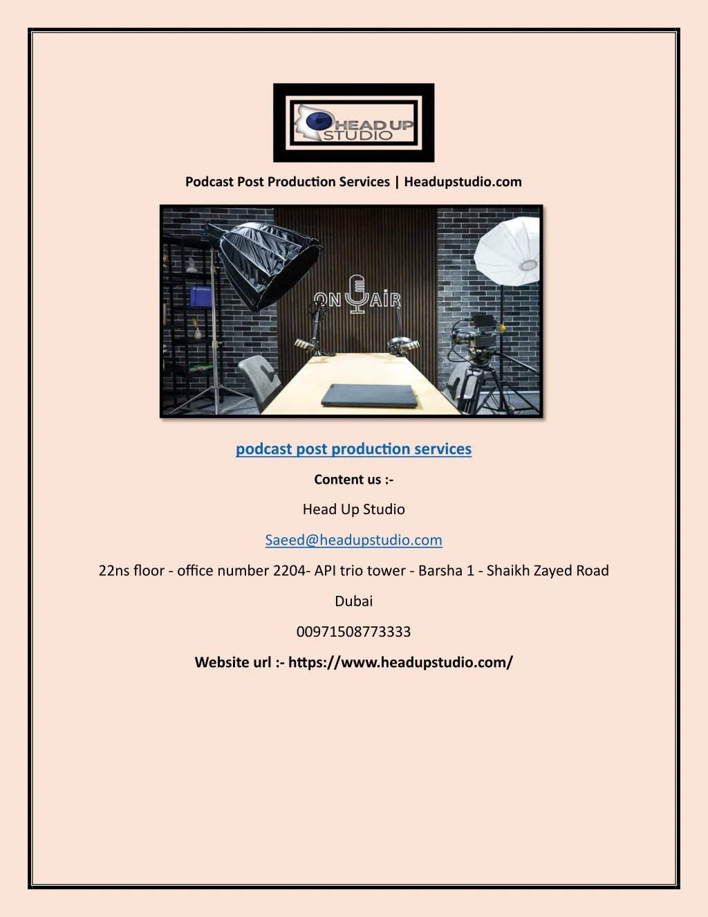 PPT - Podcast Post Production Services | Headupstudio.com PowerPoint ...