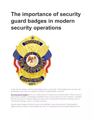 The importance of security guard badges in modern security operations (1)
