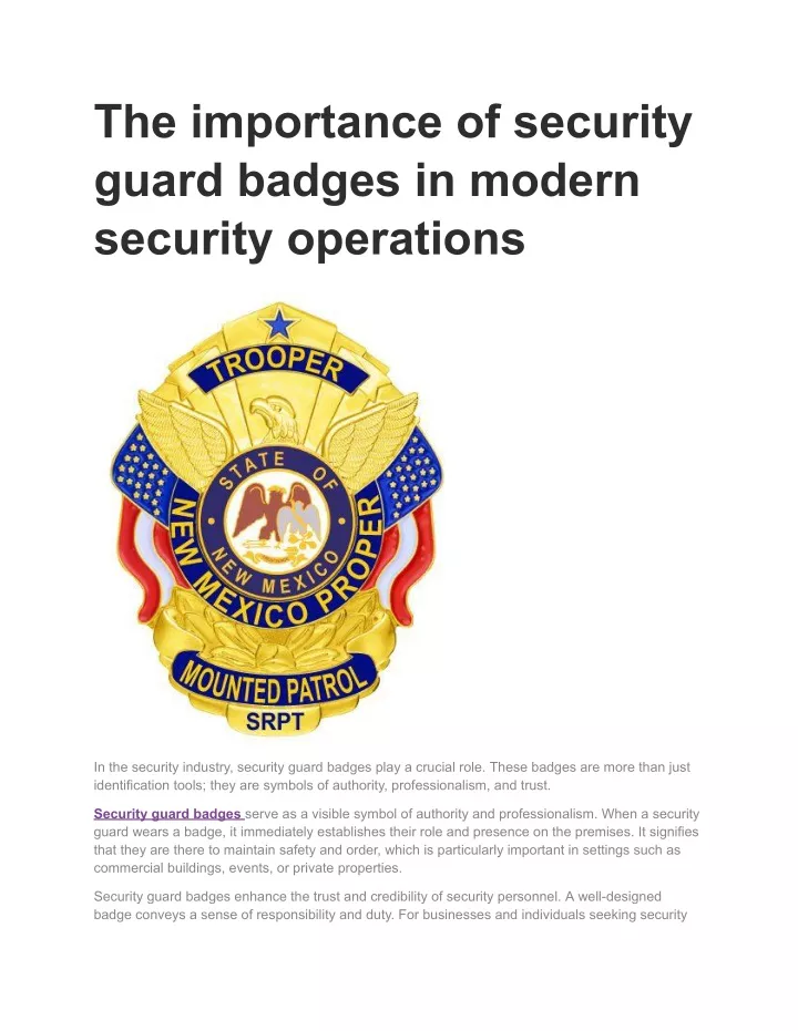 the importance of security guard badges in modern