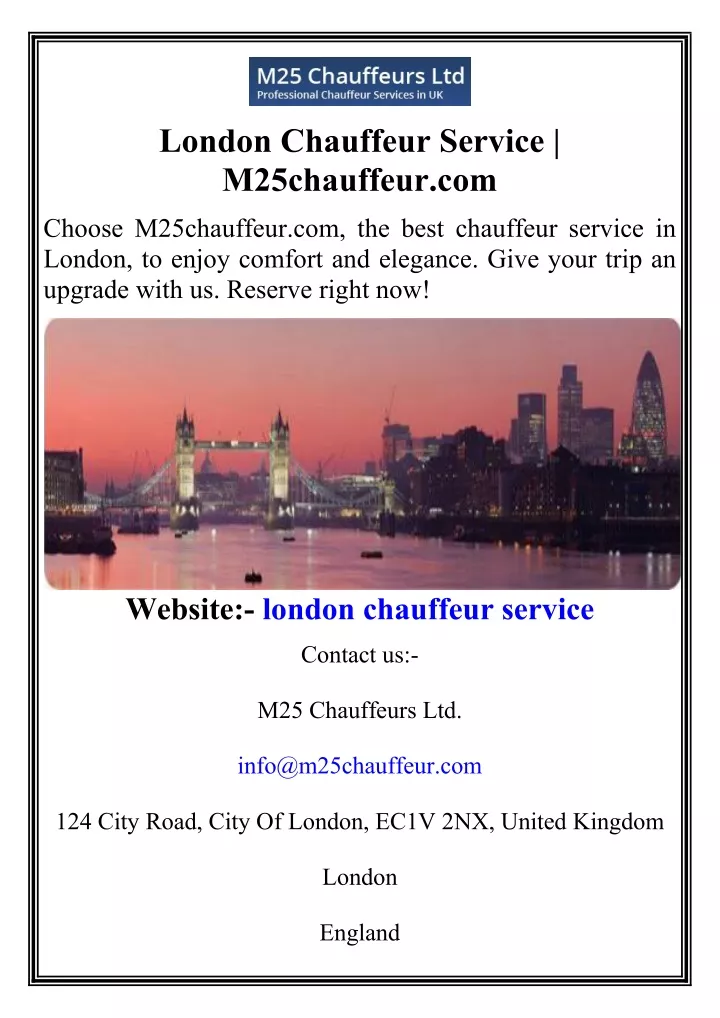 london chauffeur service m25chauffeur com