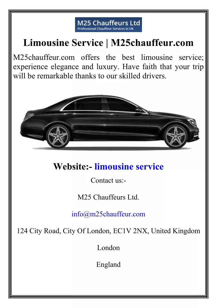 limousine service m25chauffeur com
