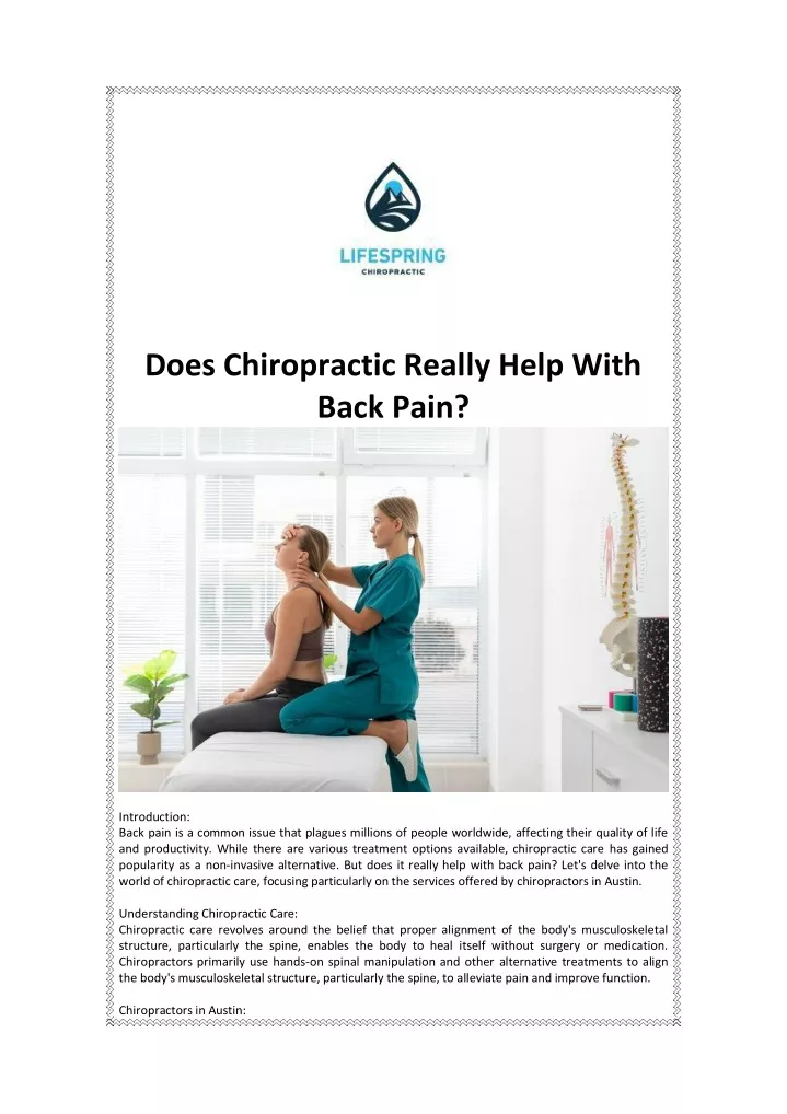 does chiropractic really help with back pain