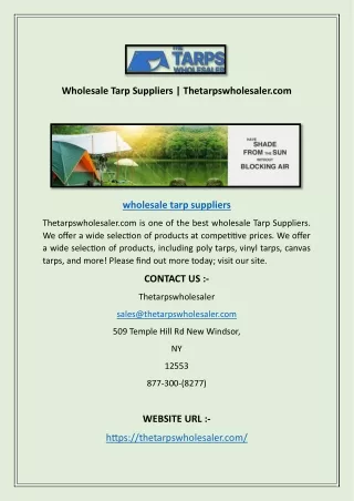 Wholesale Tarp Suppliers | Thetarpswholesaler.com