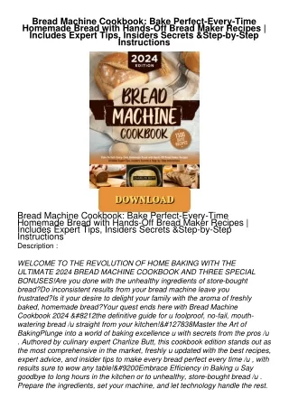 ⚡PDF ❤ Bread Machine Cookbook: Bake Perfect-Every-Time Homemade Bread with Hands-Off