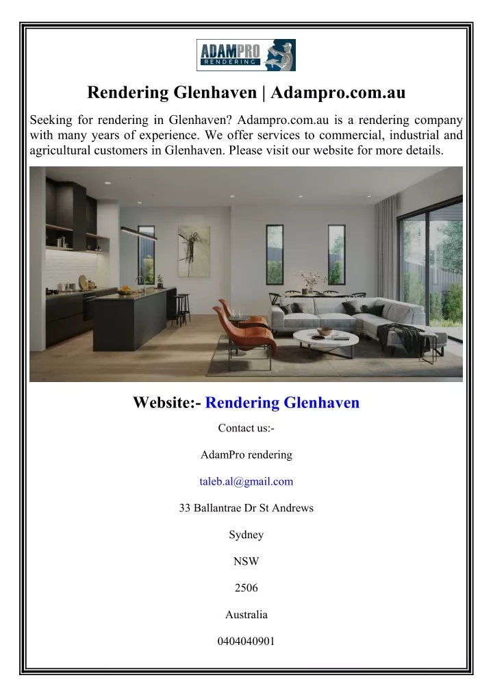 rendering glenhaven adampro com au