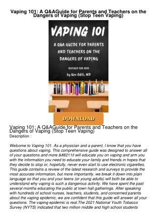 [PDF⚡READ❤ONLINE] Vaping 101: A Q&A Guide for Parents and Teachers on the Dangers of Vaping