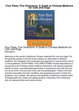 PDF/READ❤  Four Paws, Five Directions: A Guide to Chinese Medicine for Cats and Dogs