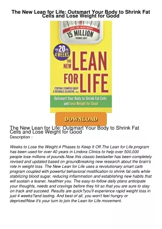 get⚡[PDF]❤ The New Lean for Life: Outsmart Your Body to Shrink Fat Cells and Lose Weight