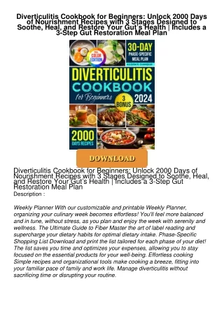 ❤Book⚡[PDF]✔ Diverticulitis Cookbook for Beginners: Unlock 2000 Days of Nourishment Recipes