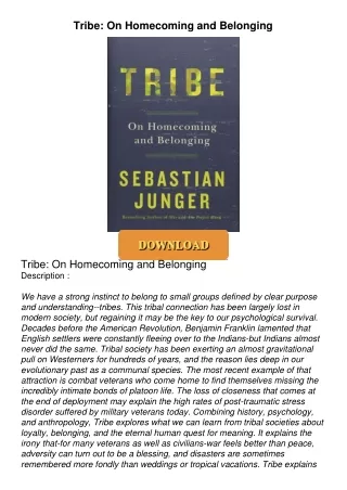 [PDF⚡READ❤ONLINE] Tribe: On Homecoming and Belonging