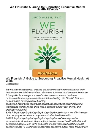 Audiobook⚡ We Flourish: A Guide to Supporting Proactive Mental Health At Work