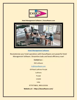 Hotel Management Software | Dsosoftware.com