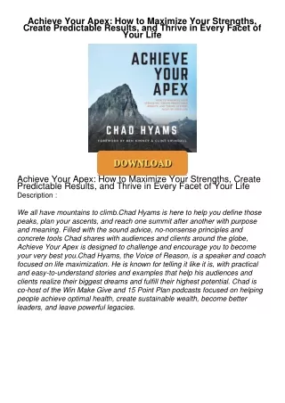 PDF/READ❤  Achieve Your Apex: How to Maximize Your Strengths, Create Predictable Results,