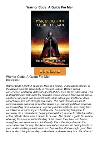 Read⚡ebook✔[PDF]  Warrior Code: A Guide For Men