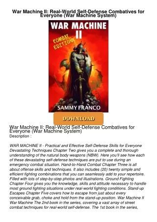 PDF/READ❤  War Machine II: Real-World Self-Defense Combatives for Everyone (War Machine