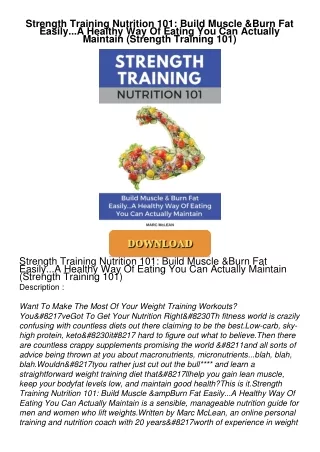 PDF_⚡ Strength Training Nutrition 101: Build Muscle & Burn Fat Easily...A Healthy