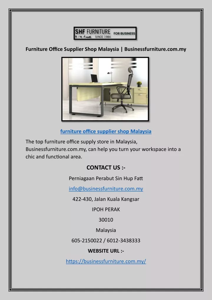 furniture office supplier shop malaysia