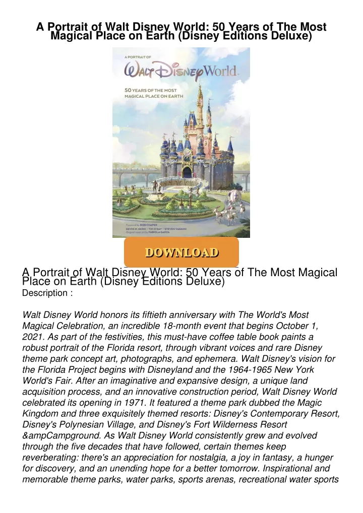 PPT - PDF_⚡ A Portrait Of Walt Disney World: 50 Years Of The Most ...