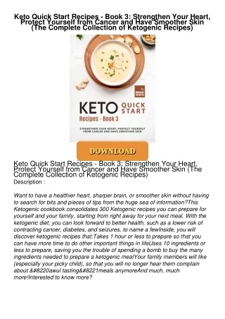 get⚡[PDF]❤ Keto Quick Start Recipes - Book 3: Strengthen Your Heart, Protect Yourself