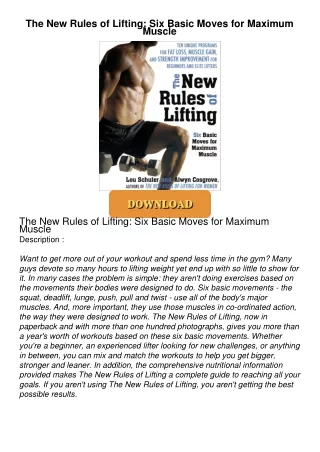 ❤Book⚡[PDF]✔ The New Rules of Lifting: Six Basic Moves for Maximum Muscle