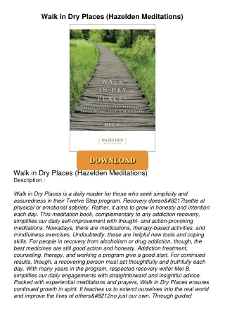 Read⚡ebook✔[PDF]  Walk in Dry Places (Hazelden Meditations)