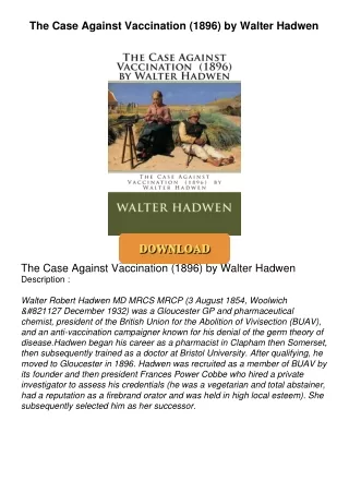 ⚡PDF ❤ The Case Against Vaccination (1896) by Walter Hadwen