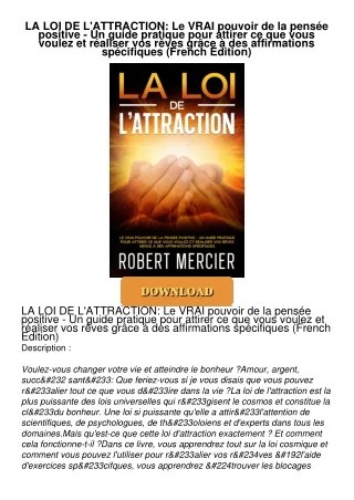 PDF/READ❤  LA LOI DE L'ATTRACTION: Le VRAI pouvoir de la pensée positive - Un guide