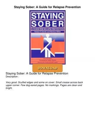 PDF_⚡ Staying Sober: A Guide for Relapse Prevention