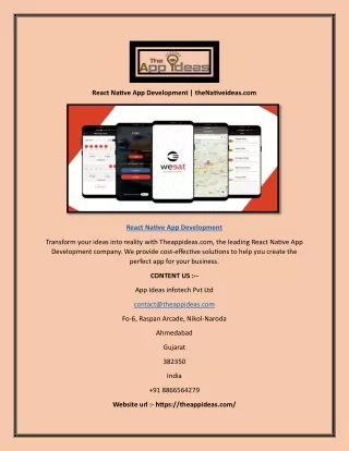 React Native App Development | theNativeideas.com