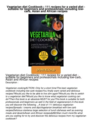 get⚡[PDF]❤ Vegetarian diet Cookbook:: 111 recipes for a varied diet - suitable for